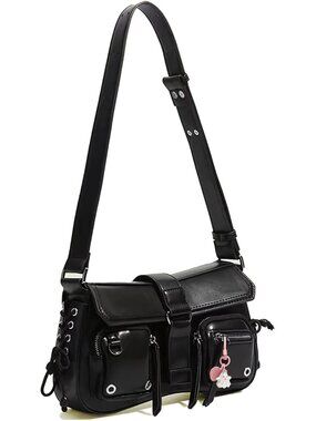 Small Shoulder Bag for Women, Black Y2K Purse with Cute Halloween Pendant for Wo